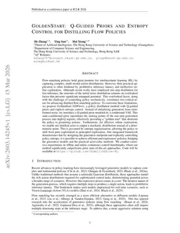 GoldenStart: Q-Guided Priors and Entropy Control for Distilling Flow Policies