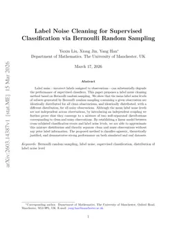 Label Noise Cleaning for Supervised Classification via Bernoulli Random Sampling