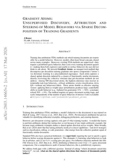 Gradient Atoms: Unsupervised Discovery, Attribution and Steering of Model Behaviors via Sparse Decomposition of Training Gradients