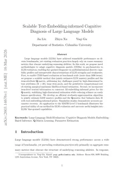 Scalable Text-Embedding-informed Cognitive Diagnosis of Large Language Models