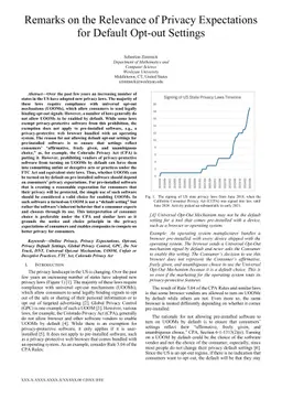 Remarks on the Relevance of Privacy Expectations for Default Opt-out Settings