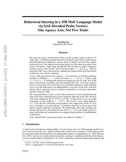 Behavioral Steering in a 35B MoE Language Model via SAE-Decoded Probe Vectors: One Agency Axis, Not Five Traits