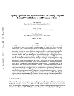 Trajectory-Optimized Time Reparameterization for Learning-Compatible Reduced-Order Modeling of Stiff Dynamical Systems