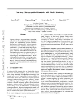 Learning Lineage-guided Geodesics with Finsler Geometry