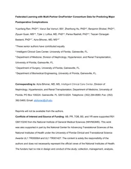 Federated Learning with Multi-Partner OneFlorida+ Consortium Data for Predicting Major Postoperative Complications