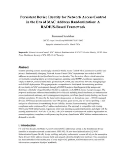 Persistent Device Identity for Network Access Control in the Era of MAC Address Randomization: A RADIUS-Based Framework