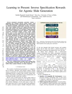 Learning to Present: Inverse Specification Rewards for Agentic Slide Generation