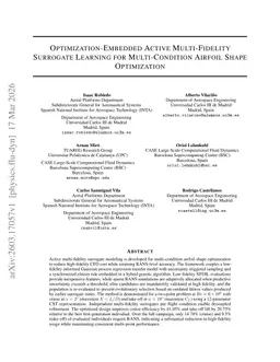 Optimization-Embedded Active Multi-Fidelity Surrogate Learning for Multi-Condition Airfoil Shape Optimization