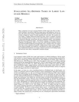Evaluating Ill-Defined Tasks in Large Language Models