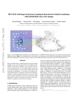 BEV-SLD: Self-Supervised Scene Landmark Detection for Global Localization with LiDAR Bird's-Eye View Images