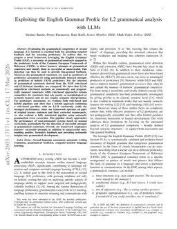 Exploiting the English Grammar Profile for L2 grammatical analysis with LLMs