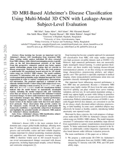 3D MRI-Based Alzheimer's Disease Classification Using Multi-Modal 3D CNN with Leakage-Aware Subject-Level Evaluation