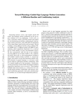 Toward Phonology-Guided Sign Language Motion Generation: A Diffusion Baseline and Conditioning Analysis