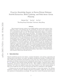 Proactive Knowledge Inquiry in Doctor-Patient Dialogue: Stateful Extraction, Belief Updating, and Path-Aware Action Planning