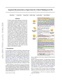 Argument Reconstruction as Supervision for Critical Thinking in LLMs