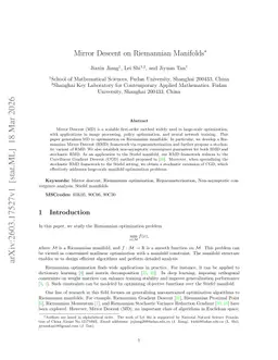 Mirror Descent on Riemannian Manifolds