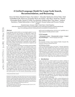 A Unified Language Model for Large Scale Search, Recommendation, and Reasoning