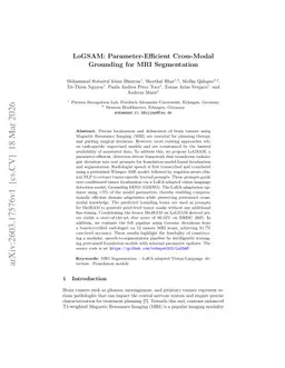 LoGSAM: Parameter-Efficient Cross-Modal Grounding for MRI Segmentation