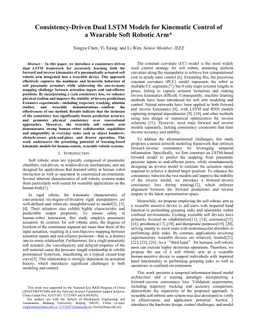 Consistency-Driven Dual LSTM Models for Kinematic Control of a Wearable Soft Robotic Arm