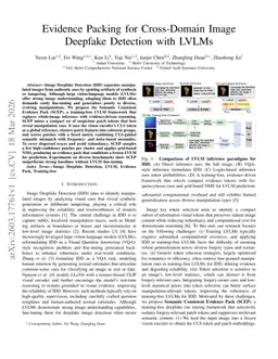 Evidence Packing for Cross-Domain Image Deepfake Detection with LVLMs