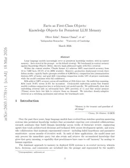 Facts as First Class Objects: Knowledge Objects for Persistent LLM Memory