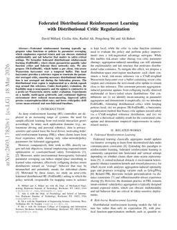 Federated Distributional Reinforcement Learning with Distributional Critic Regularization