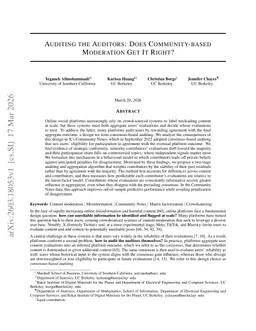 Auditing the Auditors: Does Community-based Moderation Get It Right?