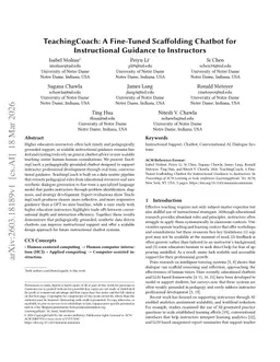 TeachingCoach: A Fine-Tuned Scaffolding Chatbot for Instructional Guidance to Instructors