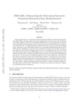 EDM-ARS: A Domain-Specific Multi-Agent System for Automated Educational Data Mining Research