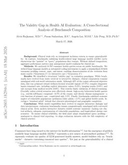 The Validity Gap in Health AI Evaluation: A Cross-Sectional Analysis of Benchmark Composition