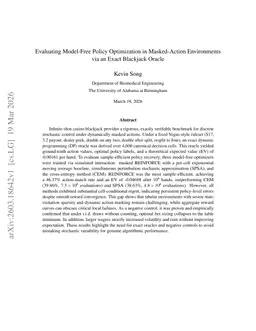 Evaluating Model-Free Policy Optimization in Masked-Action Environments via an Exact Blackjack Oracle