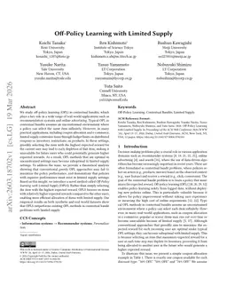 Off-Policy Learning with Limited Supply