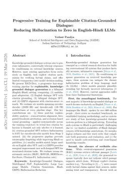 Progressive Training for Explainable Citation-Grounded Dialogue: Reducing Hallucination to Zero in English-Hindi LLMs