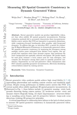 Measuring 3D Spatial Geometric Consistency in Dynamic Generated Videos