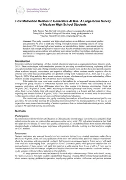 How Motivation Relates to Generative AI Use: A Large-Scale Survey of Mexican High School Students