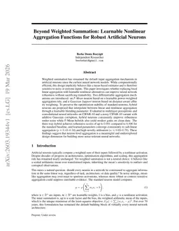 Beyond Weighted Summation: Learnable Nonlinear Aggregation Functions for Robust Artificial Neurons