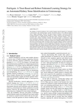 FedAgain: A Trust-Based and Robust Federated Learning Strategy for an Automated Kidney Stone Identification in Ureteroscopy
