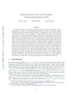Demonstrations, CoT, and Prompting: A Theoretical Analysis of ICL