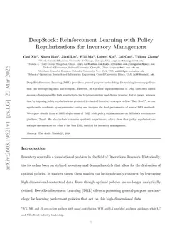 DeepStock: Reinforcement Learning with Policy Regularizations for Inventory Management