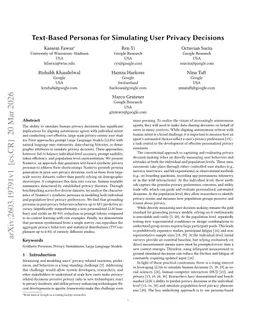 Text-Based Personas for Simulating User Privacy Decisions