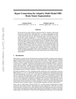 Hyper-Connections for Adaptive Multi-Modal MRI Brain Tumor Segmentation
