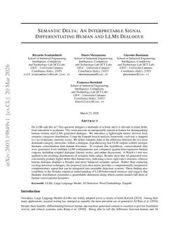 Semantic Delta: An Interpretable Signal Differentiating Human and LLMs Dialogue