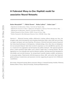 A Federated Many-to-One Hopfield model for associative Neural Networks