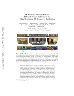 2K Retrofit: Entropy-Guided Efficient Sparse Refinement for High-Resolution 3D Geometry Prediction