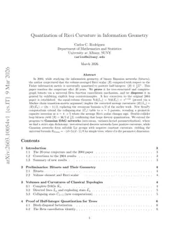 Quantization of Ricci Curvature in Information Geometry