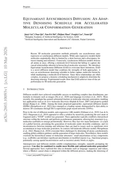 Equivariant Asynchronous Diffusion: An Adaptive Denoising Schedule for Accelerated Molecular Conformation Generation