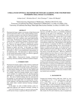 Unbalanced Optimal Transport Dictionary Learning for Unsupervised Hyperspectral Image Clustering