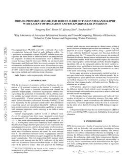 PRoADS: Provably Secure and Robust Audio Diffusion Steganography with latent optimization and backward Euler Inversion