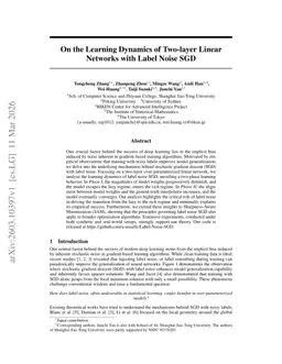 On the Learning Dynamics of Two-layer Linear Networks with Label Noise SGD