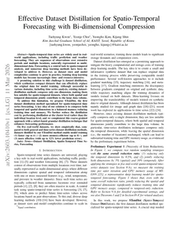 Effective Dataset Distillation for Spatio-Temporal Forecasting with Bi-dimensional Compression